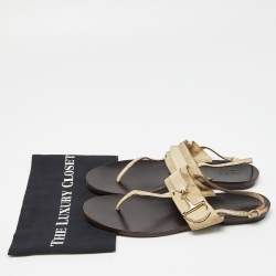 Pre Owned Gucci Grey Suede Thong Slingback Sandals Size 42