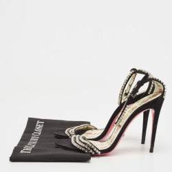 Gucci Black Suede Crystal Embellished Ankle Strap Sandals Size 39