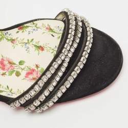 Gucci Black Suede Crystal Embellished Ankle Strap Sandals Size 39