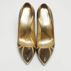 Gucci Tricolor Python, Crocodile and Lizard Platform Pumps Size 36.5