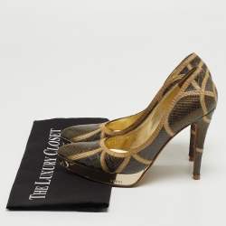 Gucci Tricolor Python, Crocodile and Lizard Platform Pumps Size 36.5