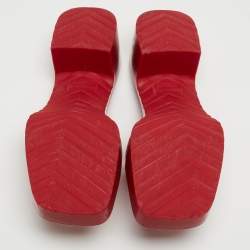 مملوكة مسبقًا Gucci Red Rubber Block Heel Slide Sandals Size 37