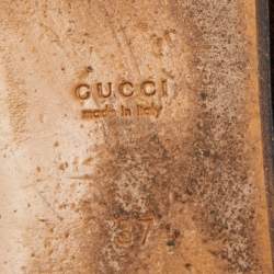 Pre Owned Gucci Brown GG Velvet and Fur Lined Princetown Flat Mules Size 37