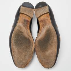 Pre Owned Gucci Black Leather Jordaan Embroidered Bee Horsebit Slip On Loafers Size 40