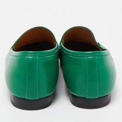 Pre Owned Gucci Green Leather Horsebit Jordaan Loafers Size 40