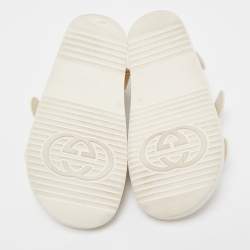 مملوكة م�سبقًا Gucci White Rubber Double Buckle Slingback Flat Sandals Size 37