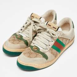 Gucci Multicolor Nubuck Leather and Canvas Screener Sneakers Size 40.5
