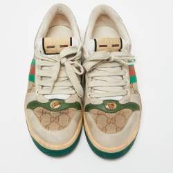 Gucci Multicolor Nubuck Leather and Canvas Screener Sneakers Size 40.5