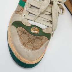 Gucci Multicolor Nubuck Leather and Canvas Screener Sneakers Size 40.5