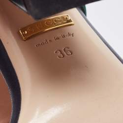 Gucci Gold Leather and Canvas Web Slingback Sandals Size 36