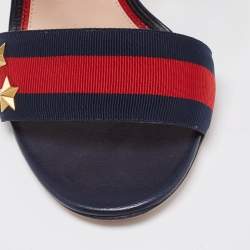 Gucci Gold Leather and Canvas Web Slingback Sandals Size 36