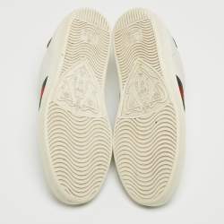 Pre Owned Gucci White Leather Embroidered Bee Ace Sneakers Size 36