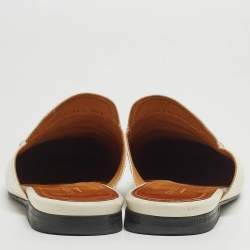 Gucci Off White Leather Horsebit Flat Mules Size 36.5