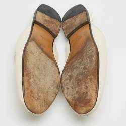 Gucci Off White Leather Horsebit Flat Mules Size 36.5