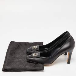Gucci Black Leather Interlocking GG Pumps Size 37
