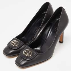Gucci Black Leather Interlocking GG Pumps Size 37