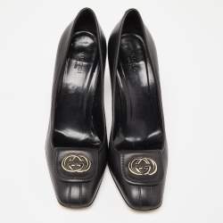 Gucci Black Leather Interlocking GG Pumps Size 37