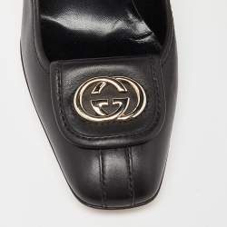 Gucci Black Leather Interlocking GG Pumps Size 37