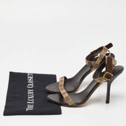 Pre Owned Gucci Brown/Beige GG Canvas Ankle Strap Sandals Size 37