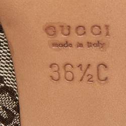 Pre Owned Gucci Beige/Brown GG Canvas Horsebit Chain Ankle Booties Size 36.5 