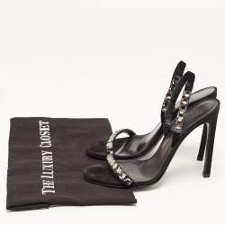 Pre Owned Gucci Black Suede Embellished Mallory Sandals Size 37