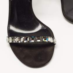 Pre Owned Gucci Black Suede Embellished Mallory Sandals Size 37