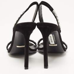 Pre Owned Gucci Black Suede Embellished Mallory Sandals Size 37