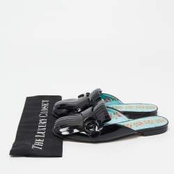 Gucci Black Patent GG Marmont Mule Flats Size 38