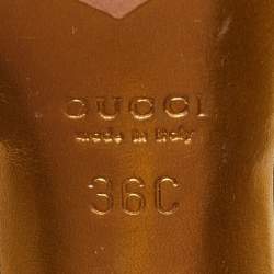 Pre Owned Gucci Green Embossed Snakeskin Peep Toe Mules Size 36