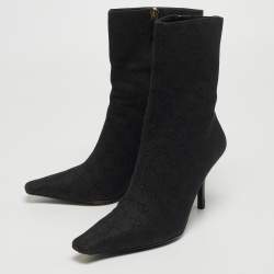 Pre Owned Gucci Black GG Canvas Ankle Boots Size 39.5