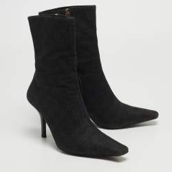 Pre Owned Gucci Black GG Canvas Ankle Boots Size 39.5