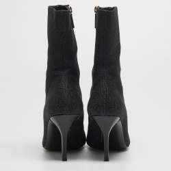 Pre Owned Gucci Black GG Canvas Ankle Boots Size 39.5