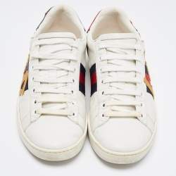 Pre Owned Gucci White Leather Loved Ace Low Top Sneakers Size 36