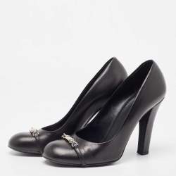 Gucci Black Leather Round Toe Pumps Size 39