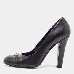 Gucci Black Leather Round Toe Pumps Size 39