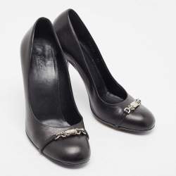 Gucci Black Leather Round Toe Pumps Size 39