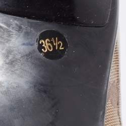 مملوكة مسبقًا Gucci Brown/Beige GG Crystal Canvas Bow Round Toe Pumps Size 36.5