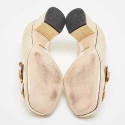 Gucci Gold Textured Leather GG Marmont Fringe Pumps Size 41