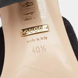 Pre Owned Gucci Black Suede GG Marmont Fringe Slide Sandals Size 40.5