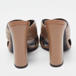 Pre Owned Gucci Brown Quilted Leather Webby Slide Sandals Size 36