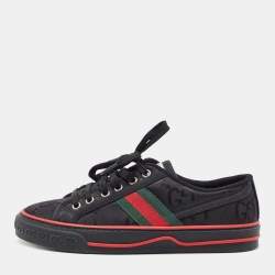 Pre Owned Gucci Black GG Canvas Tennis 1977 Sneakers Size 37