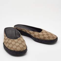 Gucci Beige GG Canvas Mules Size 39 