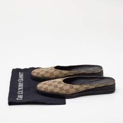 Gucci Beige GG Canvas Mules Size 39 