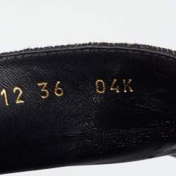 Pre Owned Gucci Black/Beige GG Canvas Platform Flat Slides Size 36