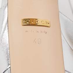 Pre Owned Gucci Silver Leather Angel Platform Pumps Size 40