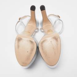 Pre Owned Gucci Silver Leather Angel Platform Pumps Size 40