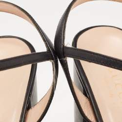 Pre Owned Gucci Black Leather GG Marmont Ankle Strap Sandals Size 36.5