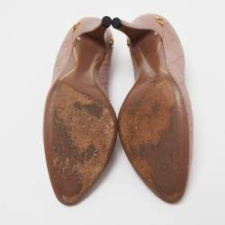 Pre Owned Gucci Dusty Pink Guccissima Leather Horsebit Adina Pumps Size 37.5