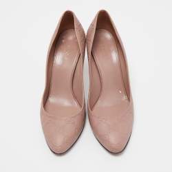 Pre Owned Gucci Dusty Pink Guccissima Leather Horsebit Adina Pumps Size 37.5