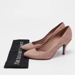 Pre Owned Gucci Dusty Pink Guccissima Leather Horsebit Adina Pumps Size 37.5